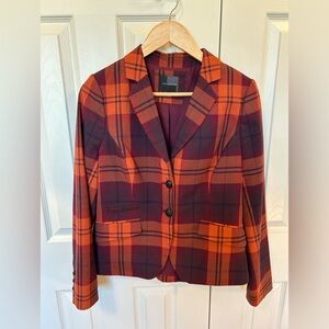 The Limited Plum and Orange Plaid Blazer, Size M, Good Condition
